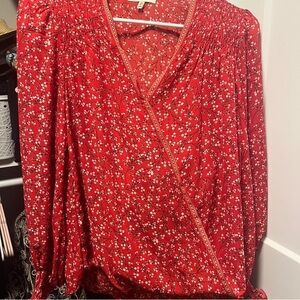 Max Studio Red Floral Blouse
